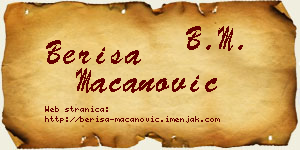 Beriša Macanović vizit kartica